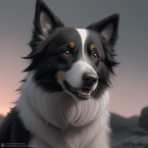 AI generated: Photo of a ultra realistic de un perro border collie color blanco negro, donde predomine mas el negr...