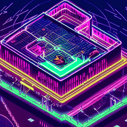 AI generated: Stylized tarot card neon sunset synthwave dark ambient isometric glowing city 3d living city popping...