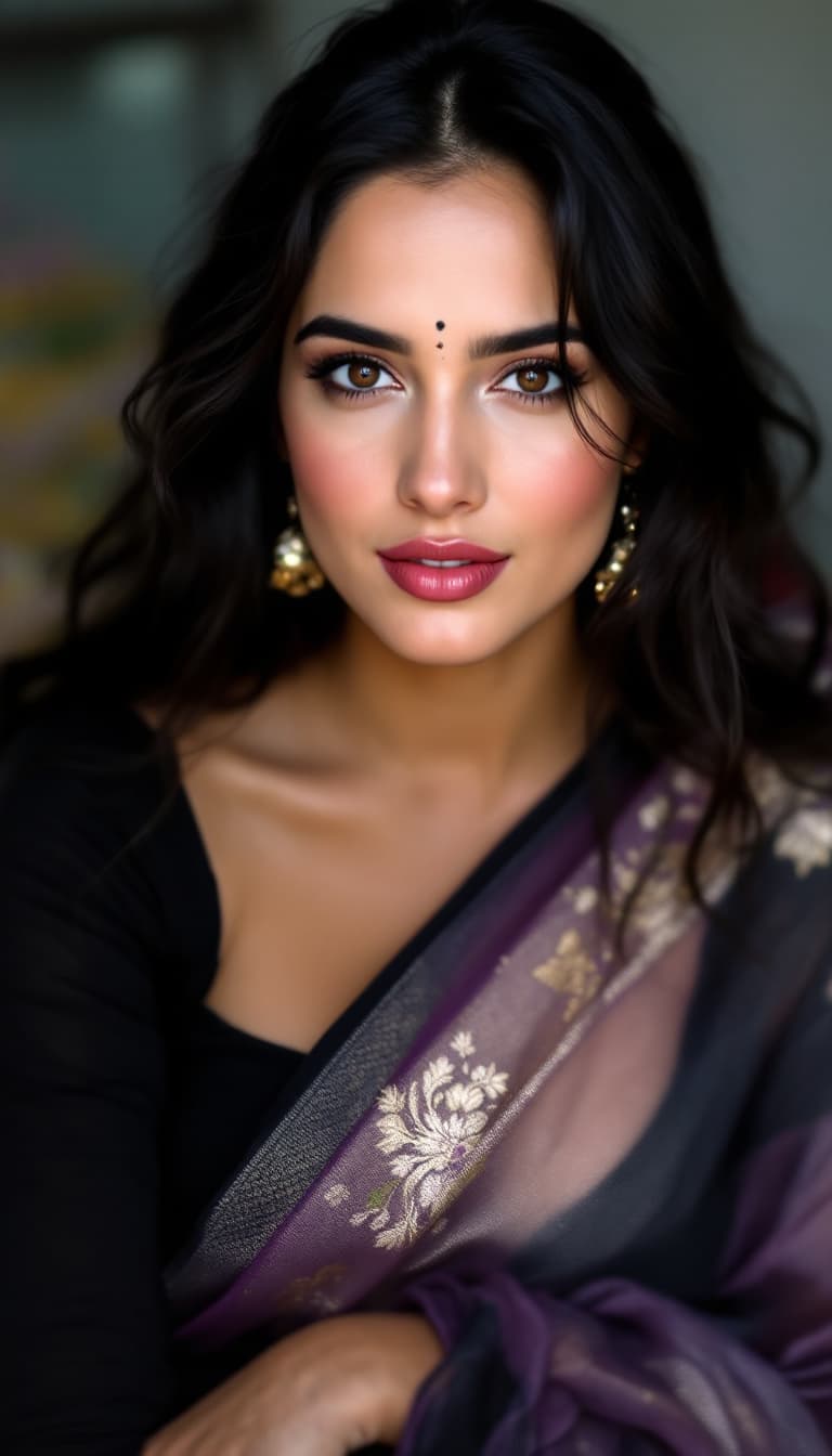AI generated: Jennifer Connelly ,24-30 years old, Indian hair style,trying to love, inhaled chest,wide open eyes, ...