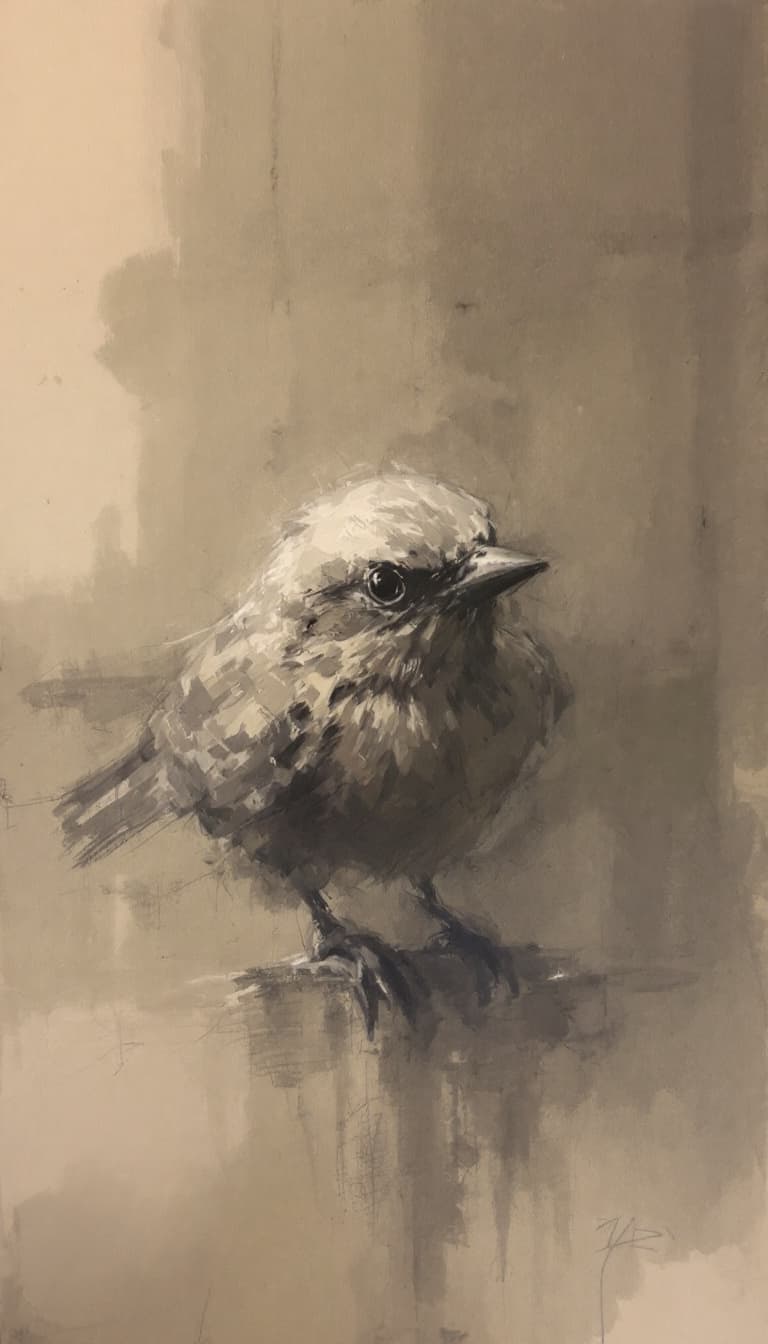 AI generated: bird, charcoal sketch