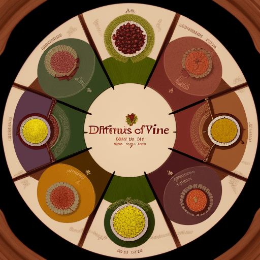 AI generated: circle of wine´s aromas with the diferents families: herbal, spicied, woody.....

