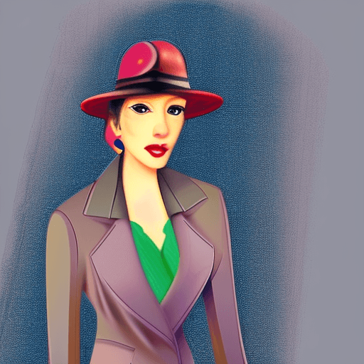 AI generated: realistic, detective woman, zoot-suit, fedora hat, tie, godrays, raining, wet clothes, serious face,...