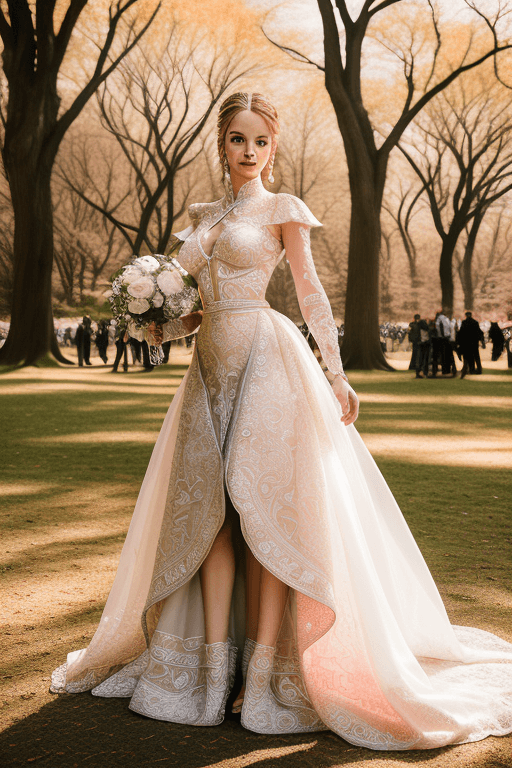 AI generated: Delicate beautiful bride, full body lenth, delicate, highly detailed, modern wedding outfit, hyper-r...