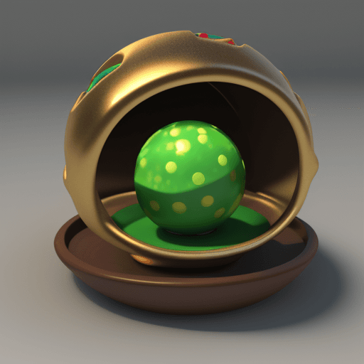 AI generated: render 3d computarizado de una bola de billar sobre un plato en una suntuosa cena medieval
