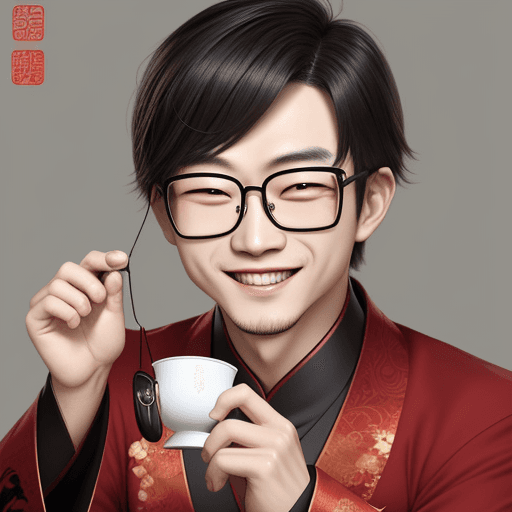 AI generated: Hu tao with glasses and smilling genshin impact