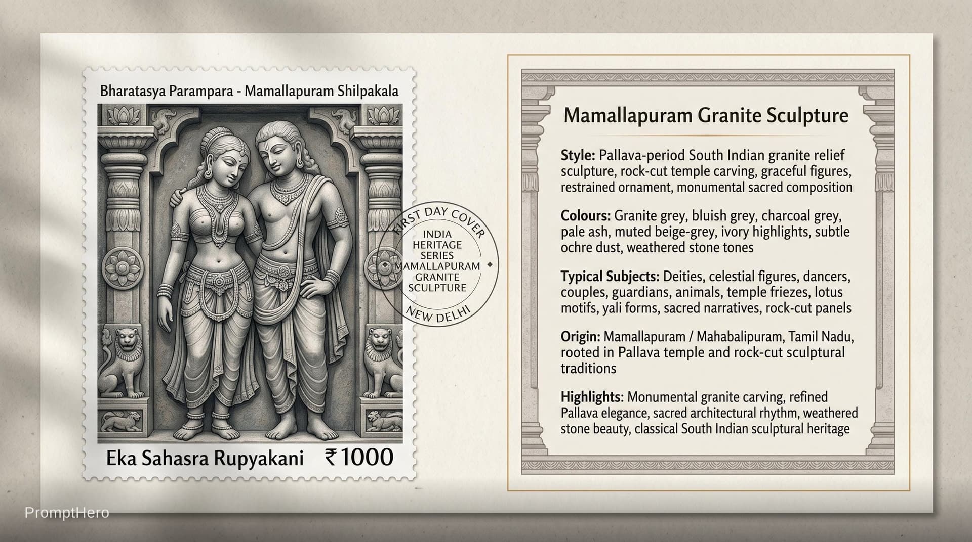 AI generated: Create a 16:9, 4K premium commemorative First Day Cover envelope inspired by India Post heritage des...