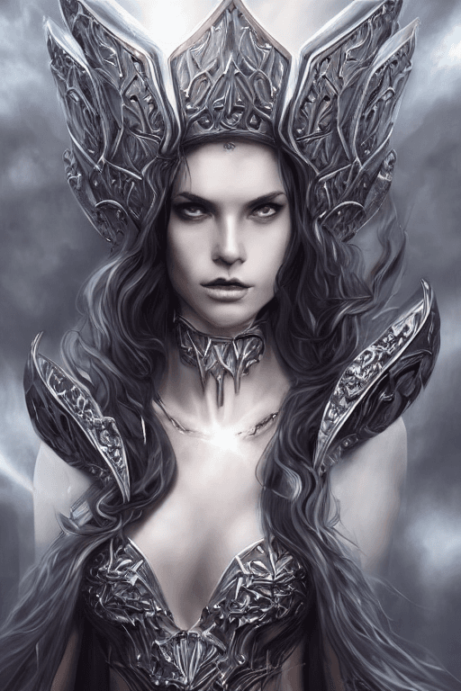AI generated: hyperrealistic portrait of gorgeous sorceress of darkness | standing in an esoteric symbol circle | ...