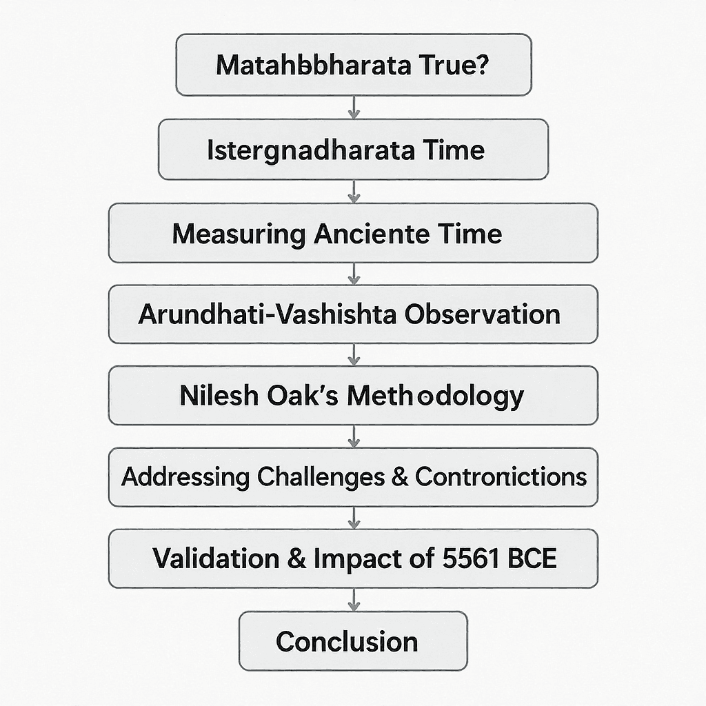 AI generated: Identify Key Branches: The main branches include "Is Mahabharata True?", "Measuring Ancient Time", "...