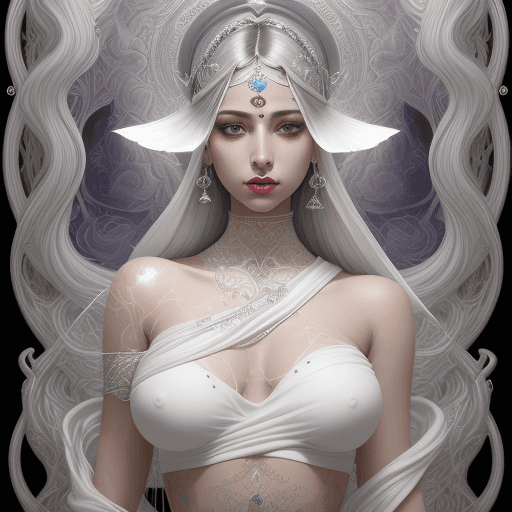AI generated: a beautiful woman in a white crop top, in the style of light white and dark silver, hannah yata, y2k...