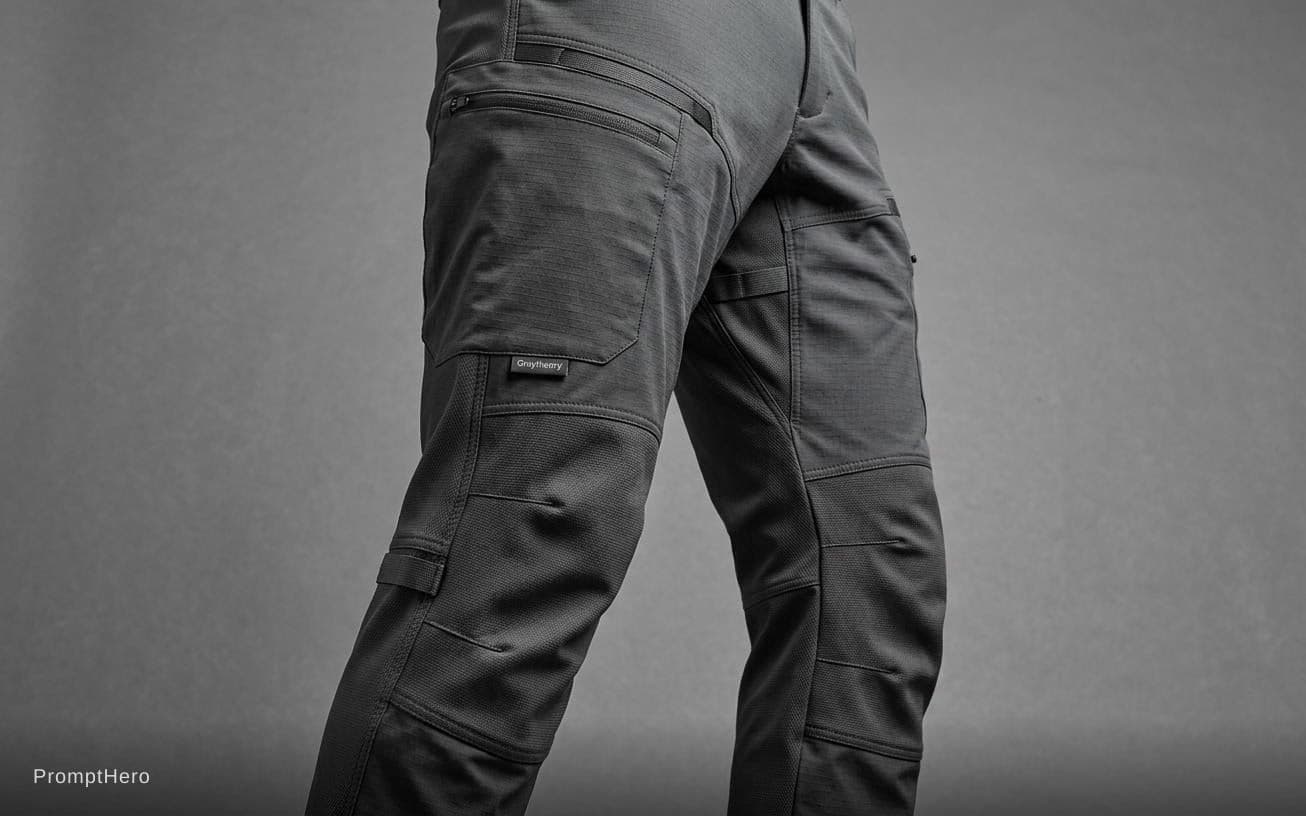 AI generated: Photograph, urban millitary, technical materials, fabric small point label on text 'Graytheory', sma...