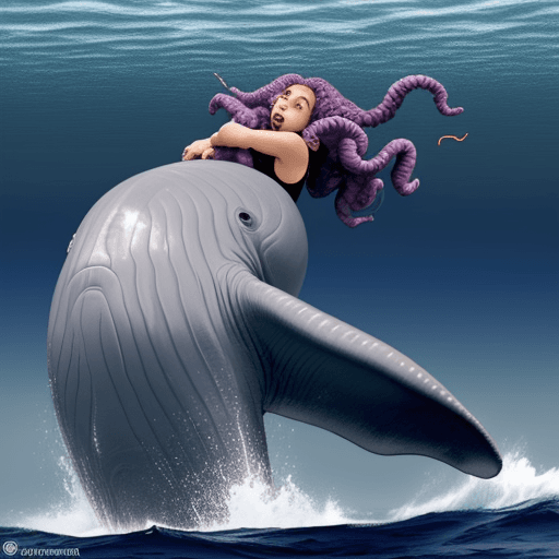 AI generated: una medusa comiendose una ballena asesina