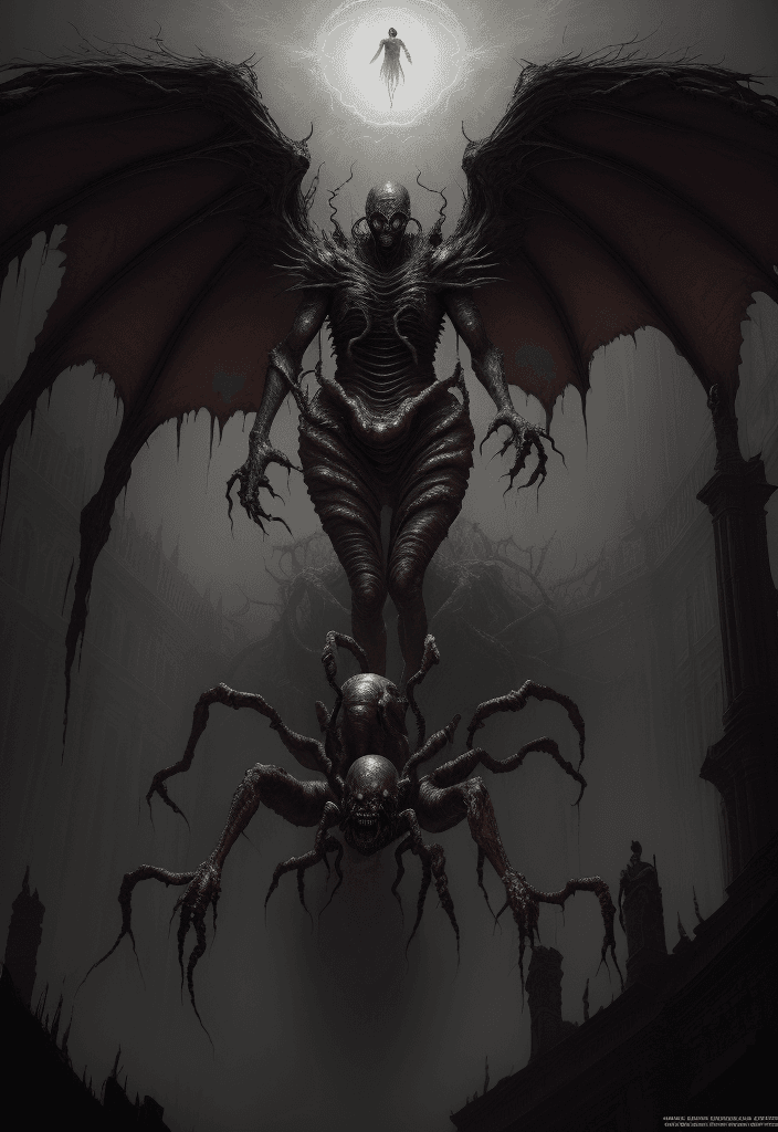 AI generated: concept art concept art a classical baroque painting of a cinematic ending to a bloodborne boss, dar...