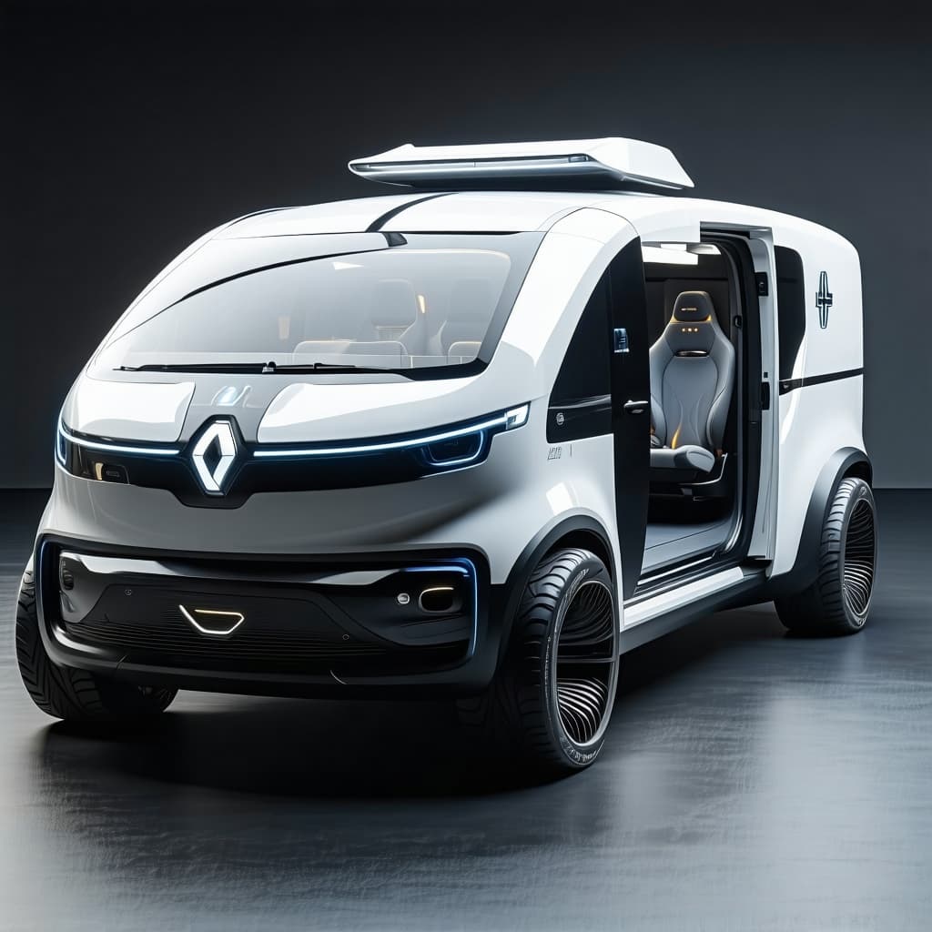 AI generated: Future french ambulance, renault, concept, full case at the rear

