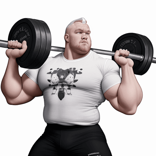 AI generated: White Nelore bull, anthropomorphic adult cattle, a Weightlifter, very strong, doing a lot of strengt...