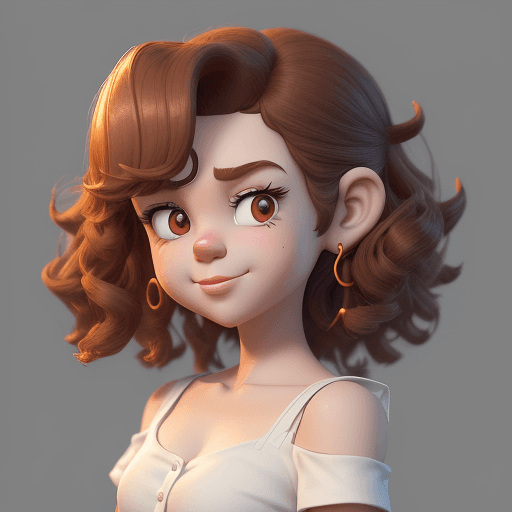 AI generated: a girl with shoulder-length curly hair and a white shirt, cinema4d rendered style, charming characte...