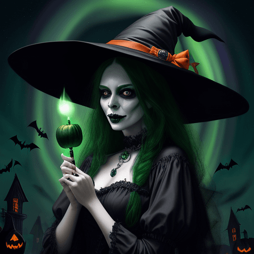 AI generated: Halloween Witch Halloween Witch Halloween Witch Halloween Witch, photobashing, glamorous neo-romanti...