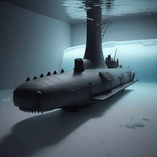 AI generated: demonmawai submarine, diving under polar ice, intricate, best quality, masterpiece, unreal lumen glo...