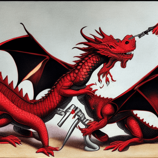 AI generated: A black chest but red body dragon who is a male getting a blow job with another male dragon while ot...