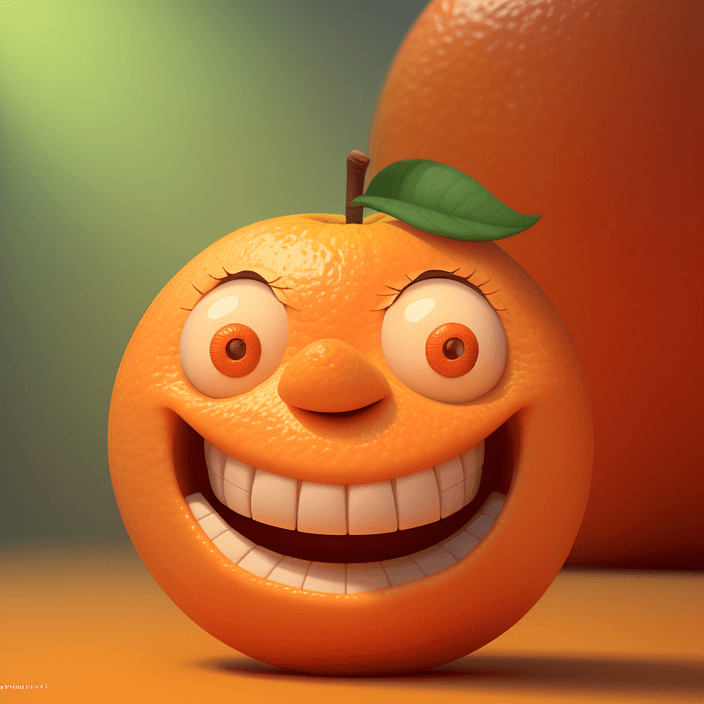 AI generated: A happy smile cartoon orange fruit, Pixar Style, perfect composition, 8k artistic photography, photo...