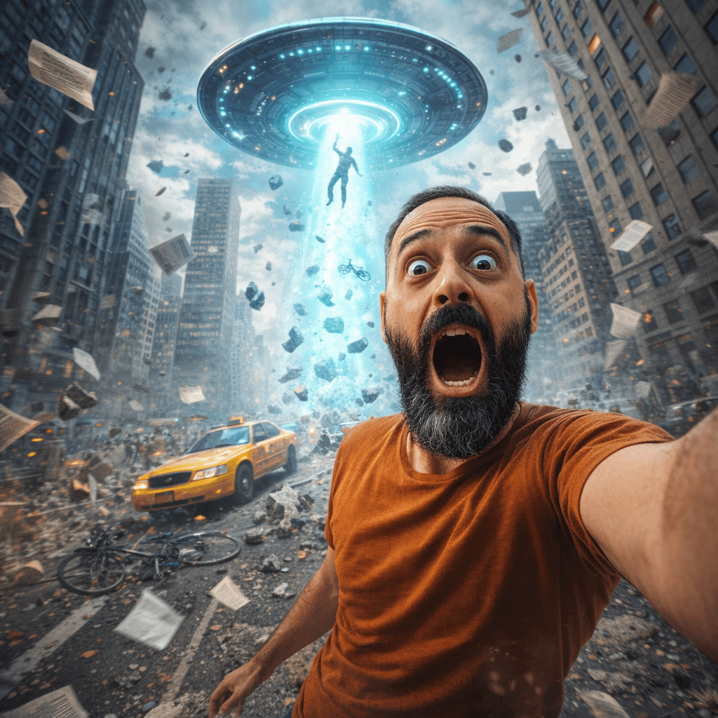 AI generated: {
  "scene": {
    "type": "urban sci-fi chaos",
    "setting": {
      "location": "city street...