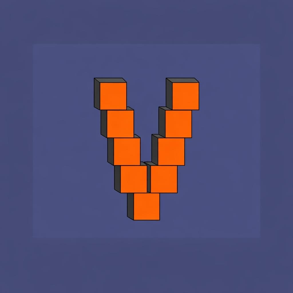 AI generated: Using the attached image logo_V as exact geometric reference, recolor the 3D block letter V as follo...