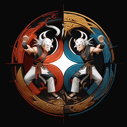 AI generated: Produce a captivating avatar that combines the Yin-Yang symbol with dynamic martial arts elements an...