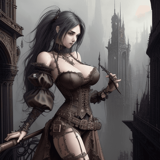 AI generated: Generate an image of a fantasy city where the architecture combines elements of gothic and cyberpunk...