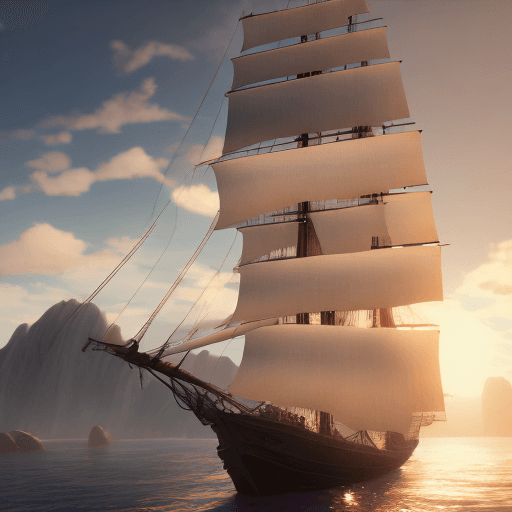 AI generated: Photo of a ultra realistic sailing ship, dramatic light, pale sunrise, cinematic lighting, battered,...
