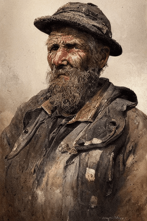 AI generated: a portrait of an old coal miner in 19th century, beautiful painting with highly detailed face by gre...