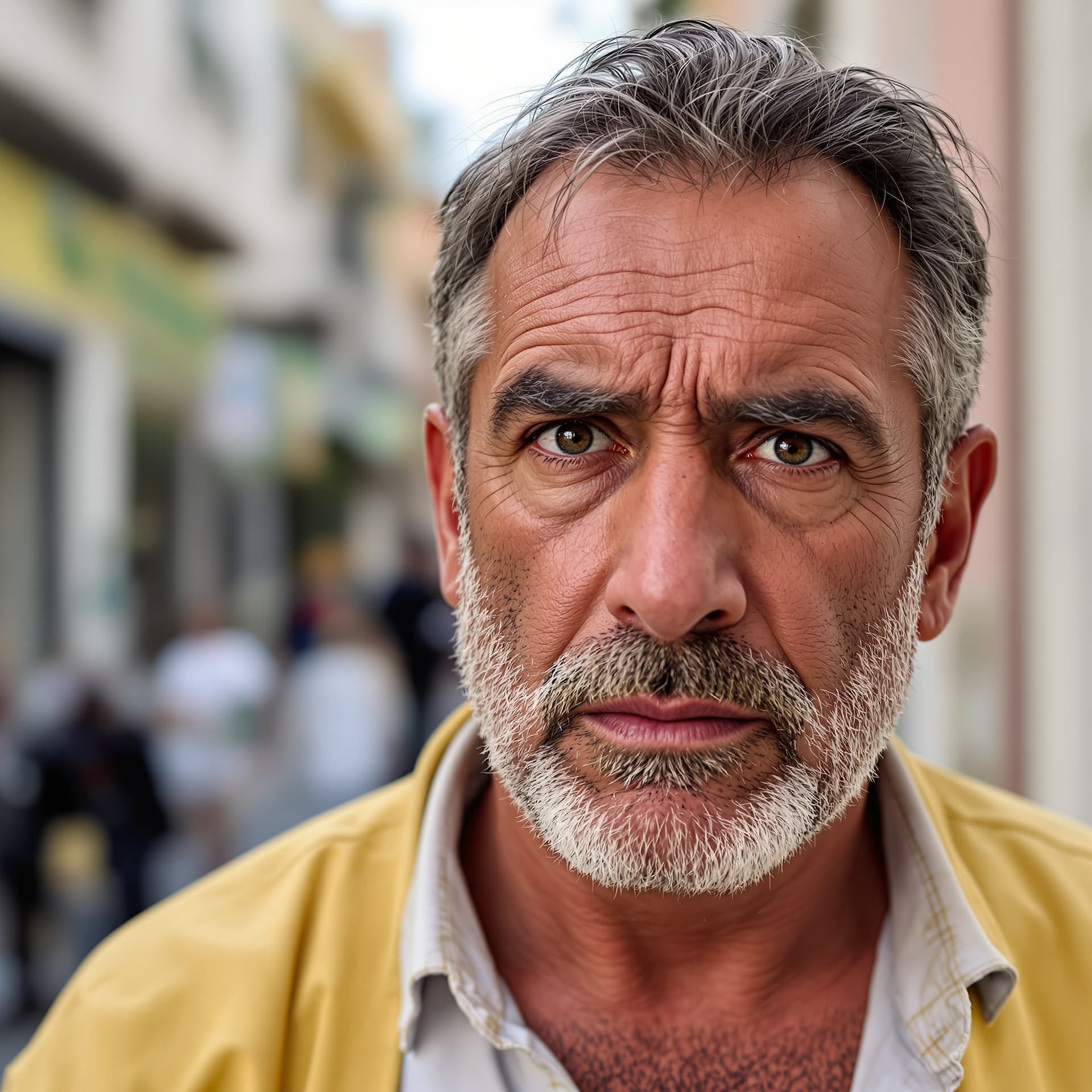 AI generated: A Portuguese man, around 40 years old, looking at the camera, apparently annoyed, full hd, 8K