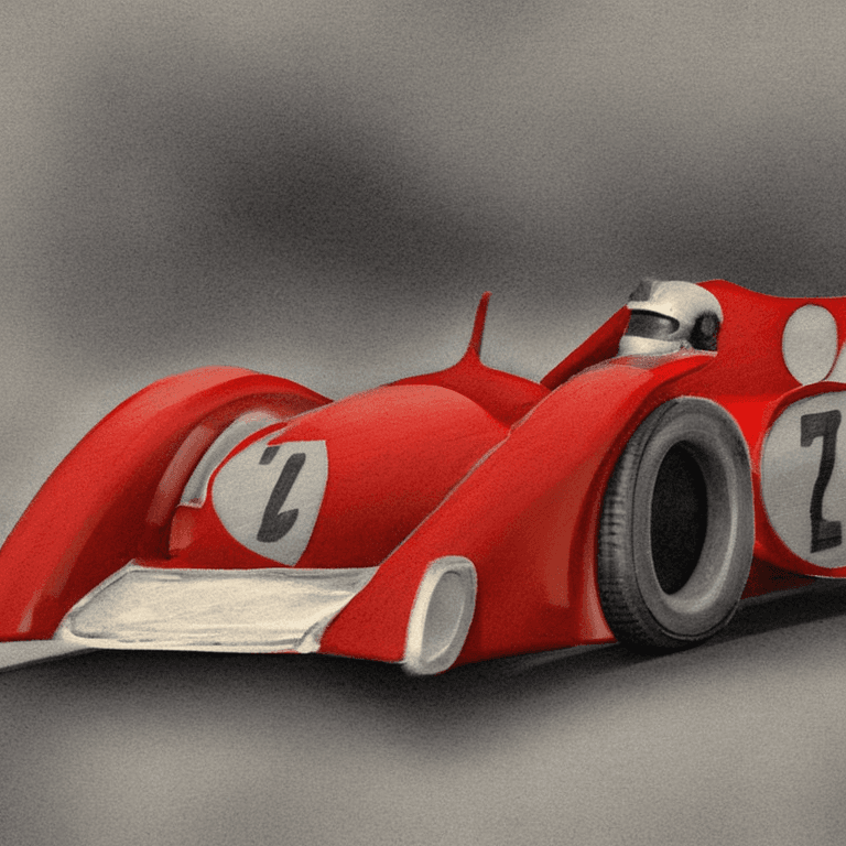 AI generated: red race car, in the style of sam spratt, historical illustrations, old masters, genndy tartakovsky,...