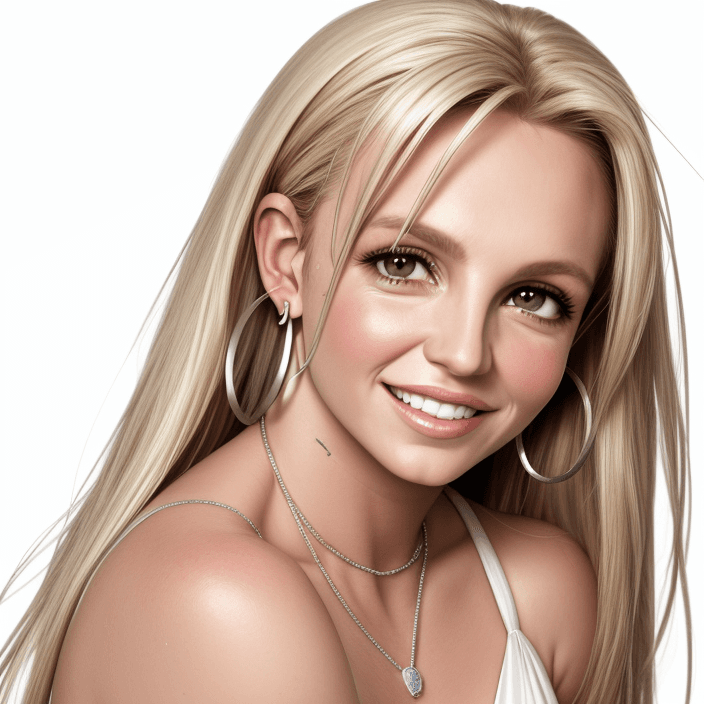 AI generated: Britney Spears, realistic, 4k, 40 years old, headshot, body toward camera, looking at camera, big sm...