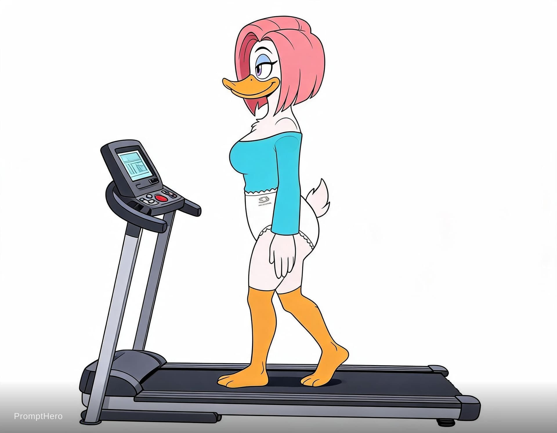 AI generated: Maisie on a treadmill