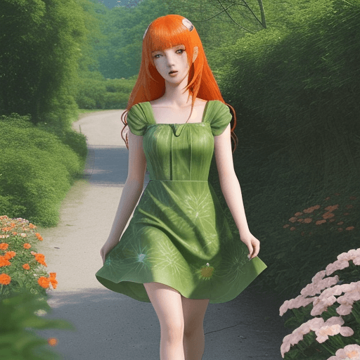 AI generated: Photo of a 3D anime girl, she is super beautiful with small lips and nose and long orange hair surro...