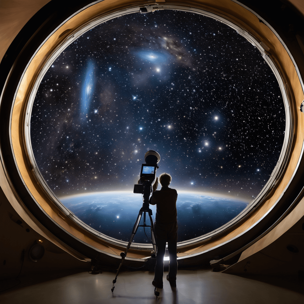 AI generated: A passionate 40-year-old astronomer, utilizing the Sony CosmicVision 2100 equipped with the Cosmic L...