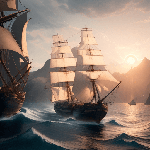 AI generated: Photo of a ultra realistic sailing ship, dramatic light, pale sunrise, cinematic lighting, battered,...