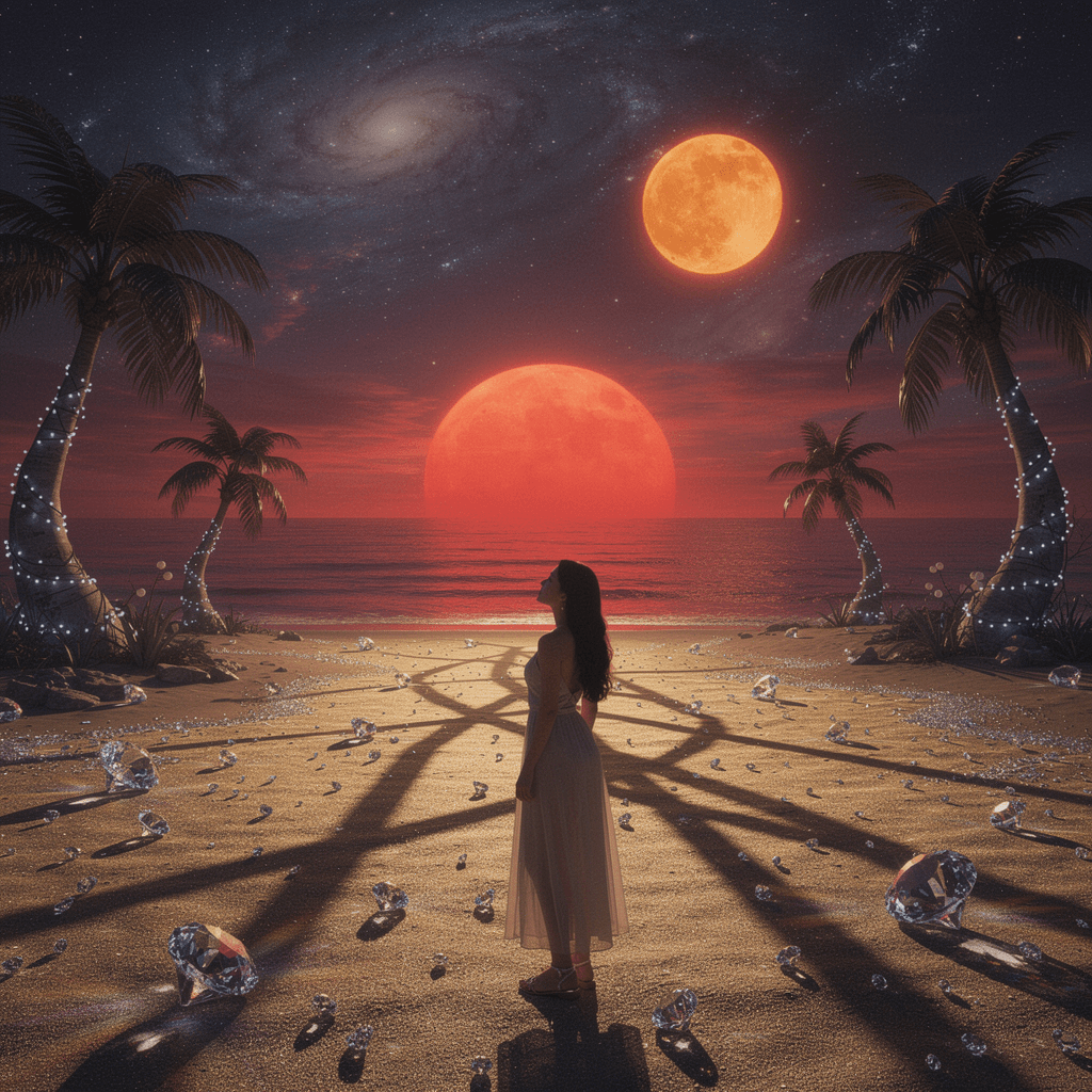 AI generated: A beautiful raven haired Korean woman wearing a form-fitting summer halter dress and sandals stands ...