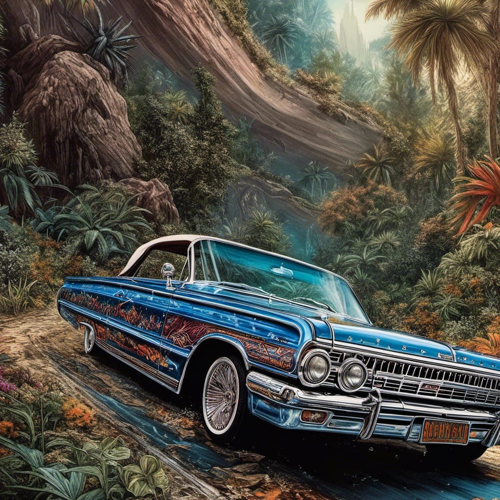 AI generated: lowrider magazine album cover, cover magazine, phography, highly detailed, 8k, featuring <lora:lowri...
