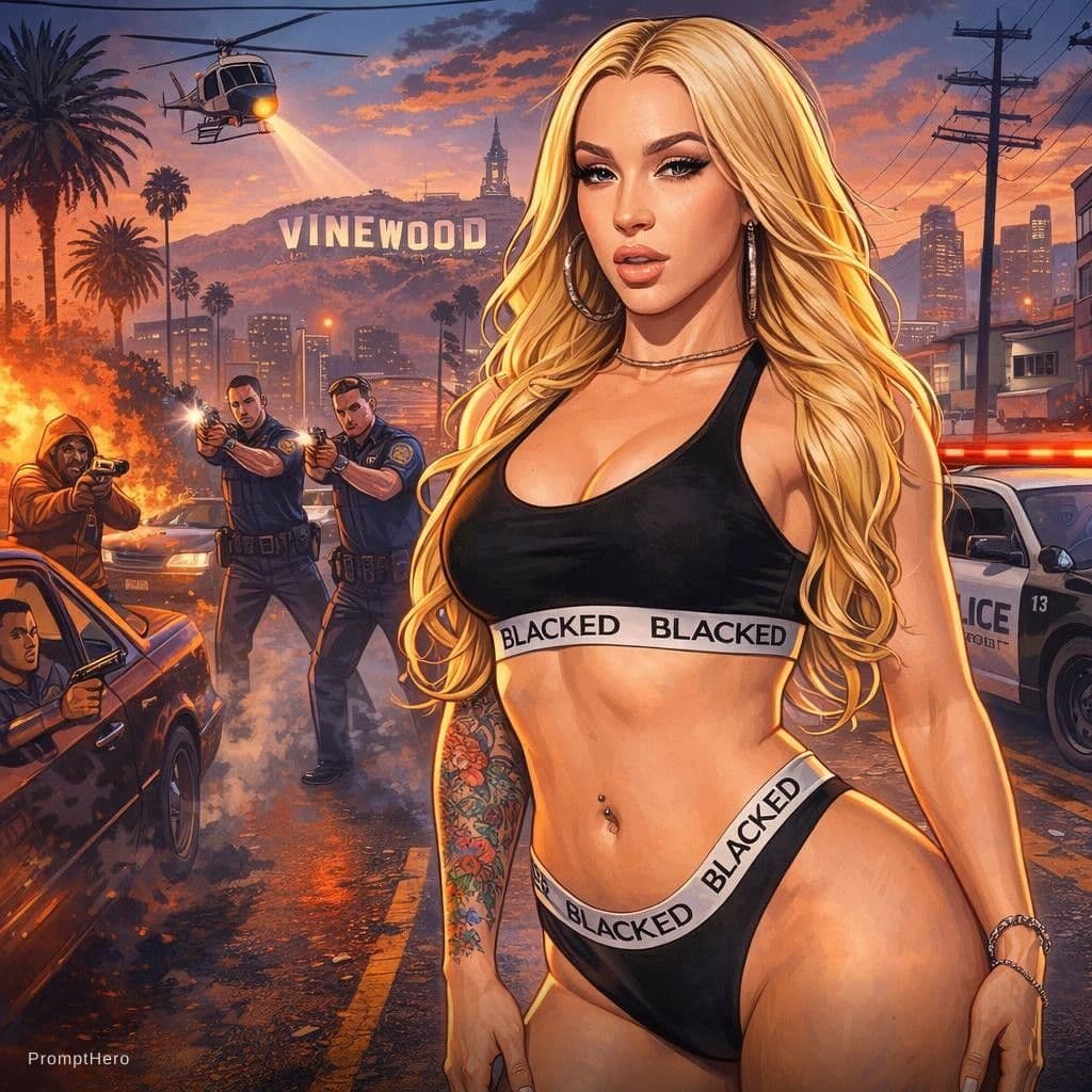AI generated: Generate a highly detailed digital art piece in the distinctive style of GTA V, featuring vibrant co...