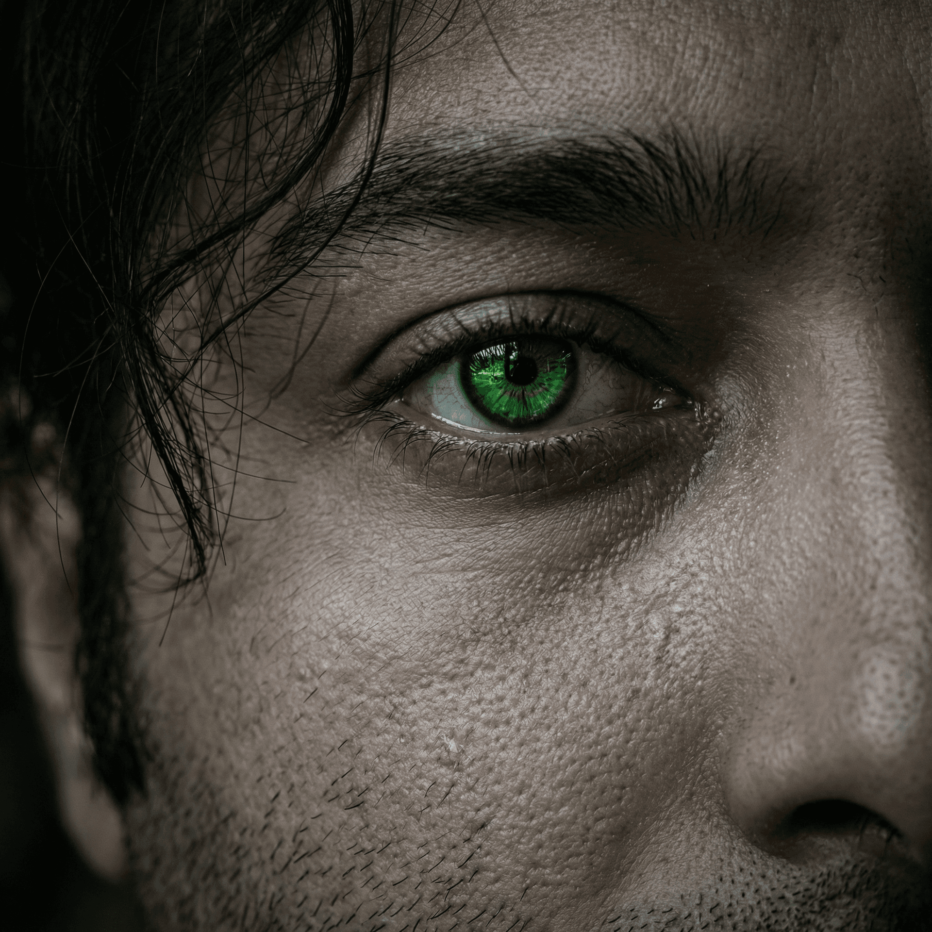 AI generated: [A person's eye and part of their face], looking directly forward.
Style: Photorealistic
Lighting: D...