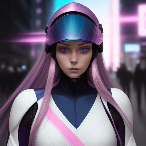 AI generated: Hyper realistic pink, purple, blue and black. bealtiful woman with long  hair with the shade dark pu...