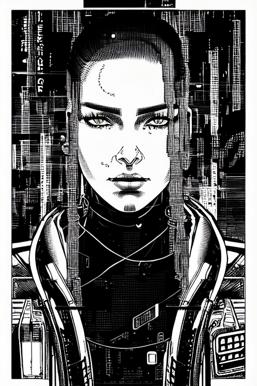 AI generated: portrait of cyberpunk female soldier| cyberpunk 2077| cyberpunk| sci-fi| intricate| precise lineart|...