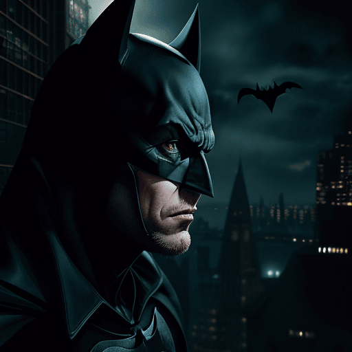 AI generated: Batman, Gotham city at night, Christopher Nolan style, drama and lifesaving, in dynamic, atmosphere ...