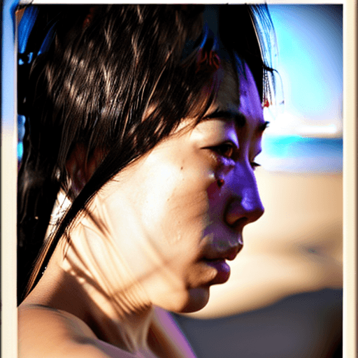 AI generated: NSFW High resolution photography nude Asian woman, crowded nude beach party, stunning hairless pussy...