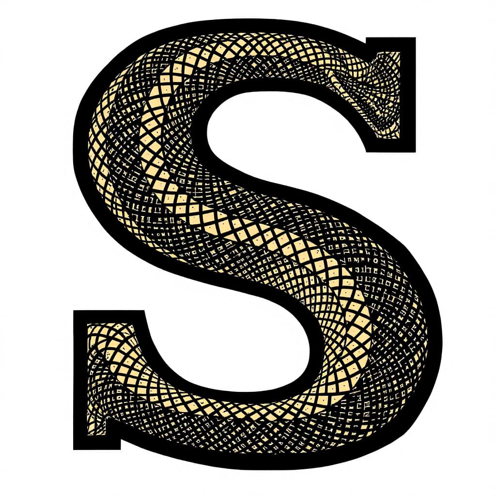 AI generated: Snake in a S letter Shape on a white background 
