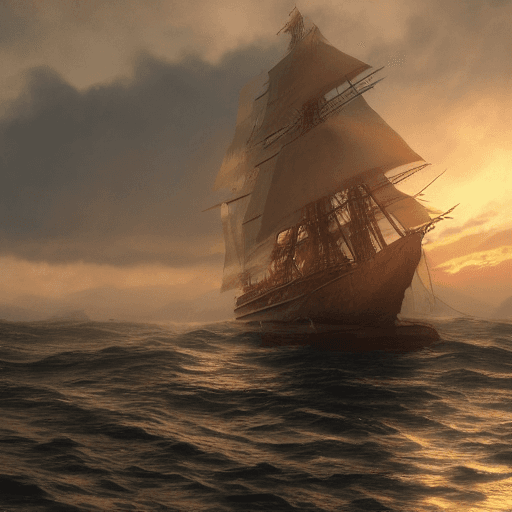 AI generated: Photo of a ultra realistic sailing ship, dramatic light, pale sunrise, cinematic lighting, battered,...