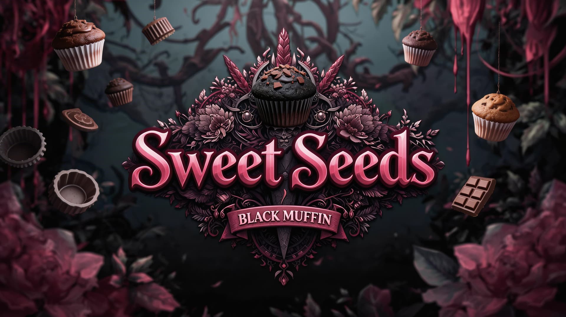 AI generated: Creat a Image in the same direction like the uploaded Picture, but use a Text with "Sweet Seeds " an...