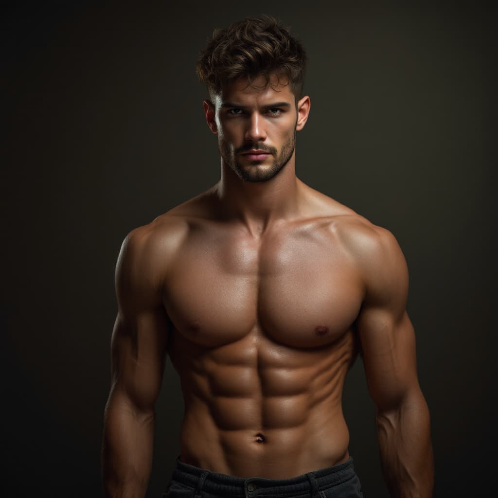 AI generated: Photo ultra realistic of a man half nude with a perfect body 


