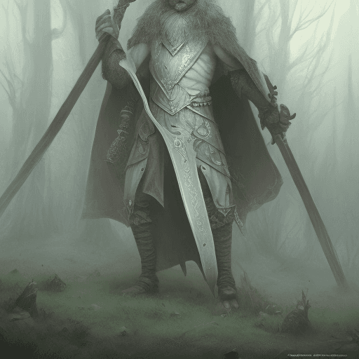 AI generated: elfo, alto y fibroso, albino, de tez palida y pelo blanco, vestido con una armadura negra, en un bos...