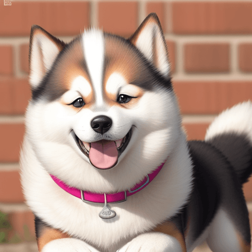 AI generated: Perrito huski sonriendo 